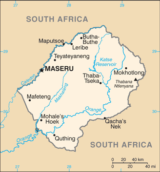 Lesotho : map 