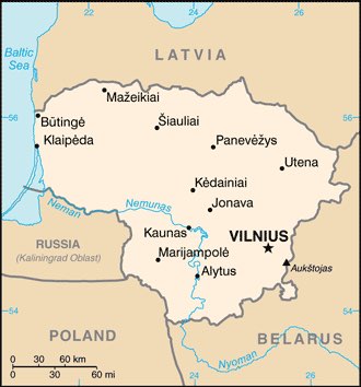 Lituânia : mapa 