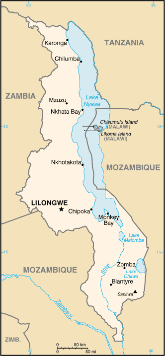 Malawi : mappa 