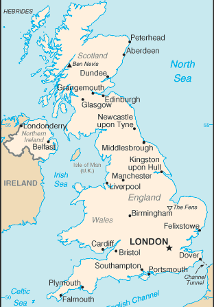Inghilterra e nel Regno Unito : mappa 