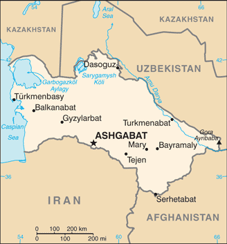 Turkmenistan : mapa 