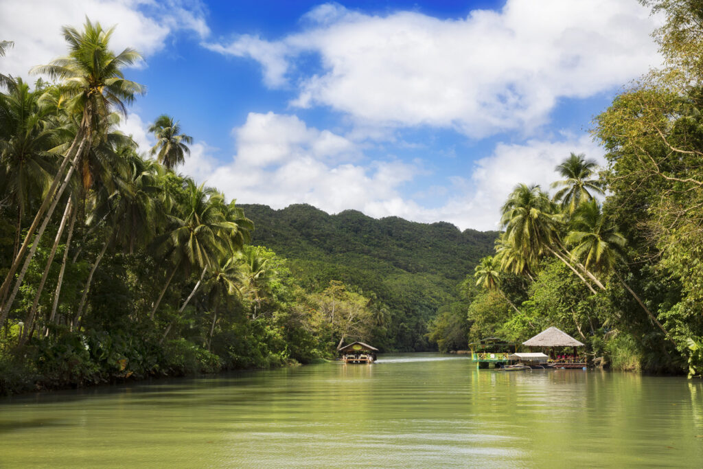 Restaurant boats on the Loboc River, Bohol, Philippines