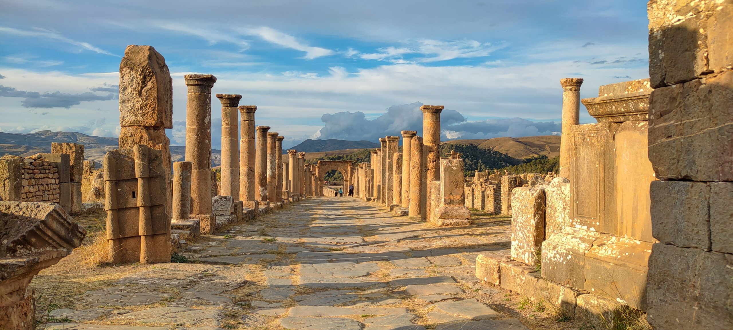 Remains of Cuicul village in Djemila town, archaeological area rich in well-preserved Berber-Roman ruins in North Africa, UNESCO World Heritage Site, Sétif, Algeria.