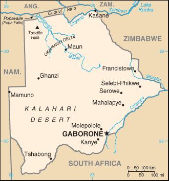 Botswana : mapa 