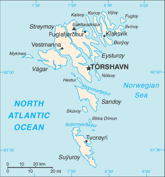 Ilhas Faroé : mapa 