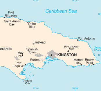 Jamaica (Caribbean Islands) : map 