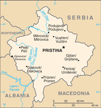Kosovo : mapa 