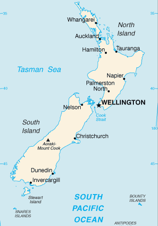 Nova Zelândia : mapa 