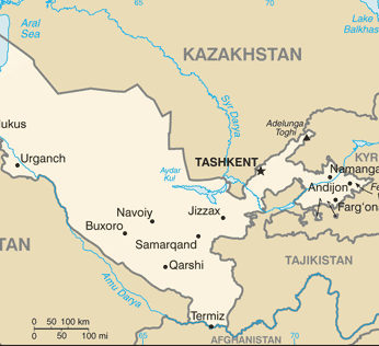 Uzbequistão : mapa 
