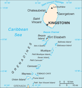 Saint Vincent and the Grenadines : map 