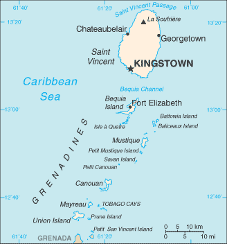 Saint Vincent e Grenadine : mappa 