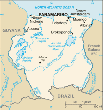 Surinam : map 