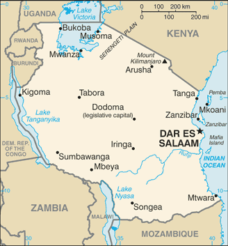 Tanzânia : mapa 